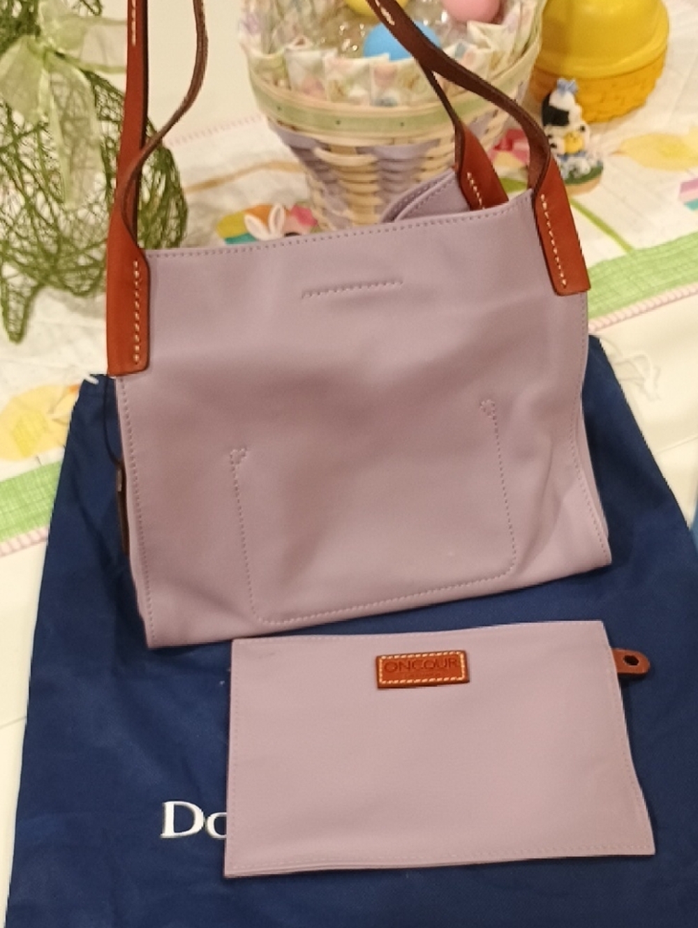 Rare Dooney & Bourke Lilac Leather Oncour Elba Mini Full Up2 Tote - Picture 4 of 7